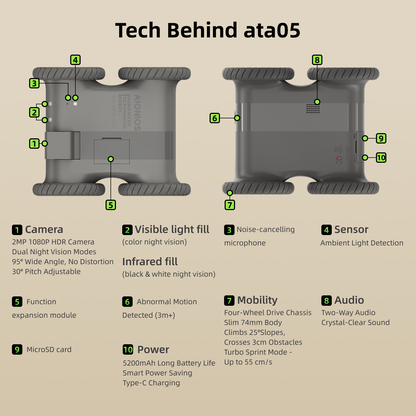 ata05 Home Robot Camera 4WD Whole-Home Mobility